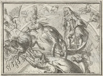 Pilakuva, jossa Ludvig XIV esitetään Apollona vaunuissaan, 1701