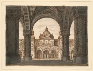Lavastus, Kirkon julkisivu loggiasta, Felice Romanin Valdomiri, musiikki Pietro de Winter. Esitetty La Scalassa, Milanossa, 1818