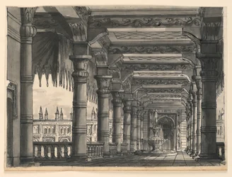 Lavastus, Loggia suihkulähteellä itämaisessa palatsissa