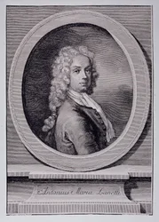 Antonio Maria Zanettin muotokuva, italialainen sarjakuvapiirtäjä (kaiverrus
