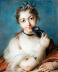 Muotokuva naamioituneesta naisesta Maalaus Rosalba Carriera (1675-1757) 1700-luku Yksityiskokoelma