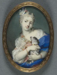 Nainen koiran kanssa, 1710-1720.