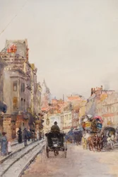 Brompton Road, katse itään (akvarelli)