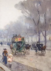 Park Lane ja Omnibus (akvarelli)