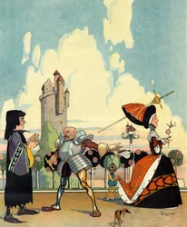 "Kuten se oli vuonna 1400", "Puckin" etukansi, heinäkuu 1910 (väri litho)