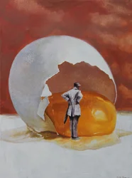 Surrealistinen mies ja jättimäinen muna