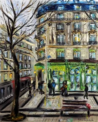 Laduree Champs Elyseesillä Pariisissa, 2022 (öljy kankaalle)