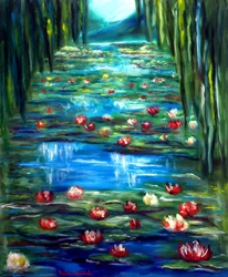 Monet Garden Water Lilies, 2025 (öljy kankaalle)
