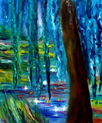 Monet Japanilainen puutarha Givernyssä Oikea paneeli, 2024 (öljy kankaalle)