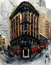 Lunta New Yorkin Wall Streetillä, 2021 (öljy kankaalle)