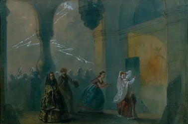Lavastus A. Ostrovskin näytelmään Myrsky, 1800-luvun puoliväli.