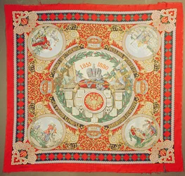 Huivi Venäjän keisarin Aleksanteri II:n (1818-81) hallituskauden 25 vuoden muistoksi (tekstiilit)