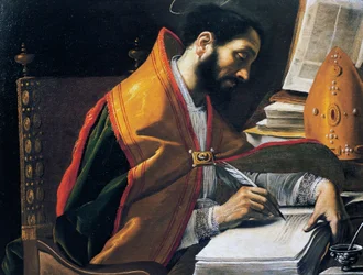 Saint Ambrose, maalaus Rutilio Manetti (1571-1639), öljy kankaalle, 67x89 cm, Italia