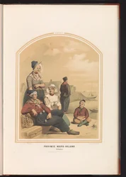 Volendamin perinteinen puku Pohjois-Hollannissa, 1857 Pohjois-Hollannin maakunta. Vollendam / XXXVI (otsikko esineessä)