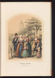 Walcherenin saaren perinteinen puku Zeelandissa, 1857 Zeelandin maakunta. Walcherenin saari / XIII (otsikko esineessä)