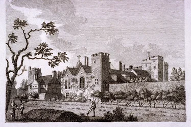 Puutarha Lambeth Palacessa Lontoossa, 1786.