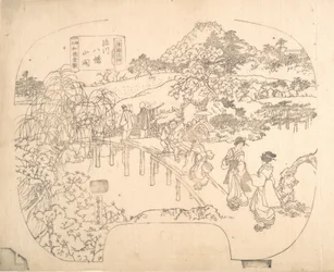 Proof Line-Block Print for Fan, 18th century.
