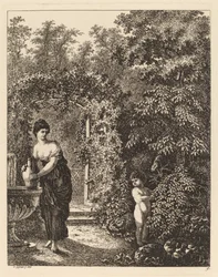 Putto vierailee tytön luona suihkulähteellä, 1771.