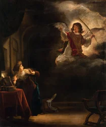 Ilmestys - Salomon Koninckin (1609-1656) maalaus - 1655 - Öljy kankaalle - 72,5x61,5 - Hallwylska Museet, Tukholma