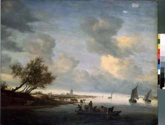 Lautta Arnhemista (Lautta Arnhemissa) (Pays Bas). Peinture de Salomon Jacobsz (Jacob) Van Ruysdael (Ruisdael) (1600 tai 1603-1670). Huile sur bois, 89 x 116 cm