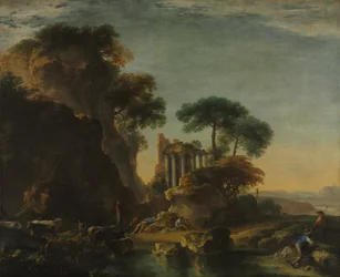 Rauniot kalliomaisemassa, noin 1640 (öljy kankaalle).