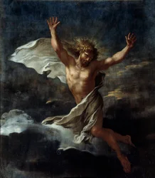 Salvator (Salvatore) Rosan (1615-1673) ylösnoussut Kristus-maalaus 1600-luvun su. 1,09 x 0,96 m Chantilly, Musee Conde