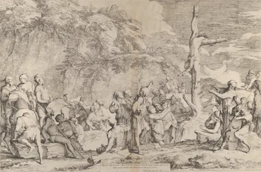 Tyrannin Polycratesin ristiinnaulitseminen persialaisten vangitsemisen jälkeen, n. 1662.