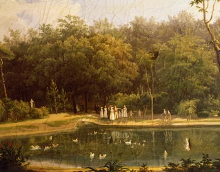 Kalalampi Real Boscossa (Royal Wood) Porticissa, kirjoittanut Salvatore Fergola (1799-1877)