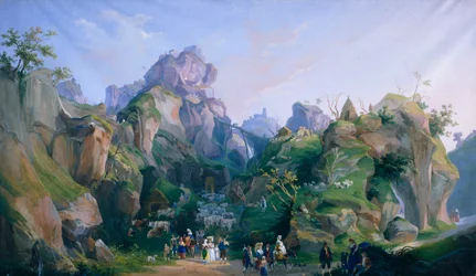 Salvatore Fergolan (1799-1874) Ferdinand II:n kuninkaallinen syntymäkohtaus, Casertan kuninkaallinen palatsi