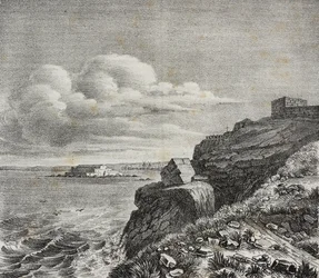 Francois-Rene de Chateaubriandin hauta Saint-Malossa, Ranskassa, Gaetano Riccion litografia Poliorama Pittorescosta, n:o 32, 18. maaliskuuta