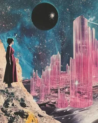 Nainen katselee Crystal Cityä