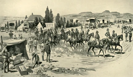 Lordi Roberts ja henkilökunta aloittavat tiedustelun Smaldeelin päämajasta, 1901.