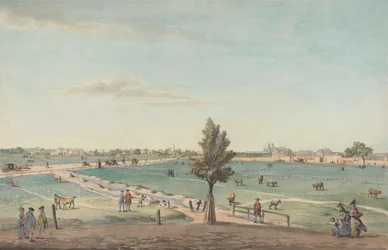 Kennington Common, 1776 (wc, kynä, muste, vartaloväri ja grafiitti paperilla)