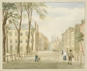 Mansion House, Queen Square (kynä ja akvarelli paperille)
