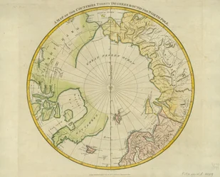 Kartta maista 30 astetta pohjoisnavan ympärillä, Clement Cruttwellin (1743-1808) "Atlas to Cromwell
