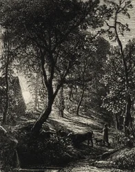 Paimenen mökki eli auringonlasku, 1850.