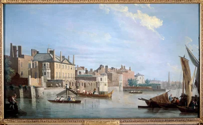 Thames ja Montagu House, lähellä Westminster Bridgeä, Lontoo, 1749