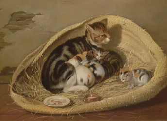 Kissa pentuineen korissa, 1797