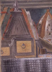 Yksityiskohta elokuvasta Pyhä Augustinus sellissään, n.1480, fresko, yksityiskohta teoksesta 29143.