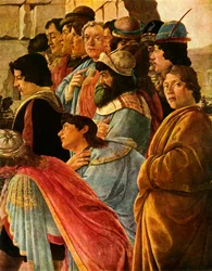 Yksityiskohta Tietäjien kumarruksesta ja Botticellin omakuva, 1475, 1937