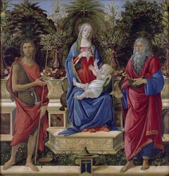 Saksa: Maria ja lapsi sekä pyhimys Johannes Madonna ja lapsi sekä pyhimys Johannes.


  Vaihtoehtoiset nimikkeet: Saksa: Maria ja lapsi sekä molemmat pyhimykset Johannes Bardin alttaritaulu.