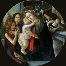 Madonna ja lapsi Pyhän Johanneksen ja kahden enkelin kanssa.