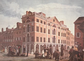 Third and Market Streetin kulma, Philadelphia (värilitho)
