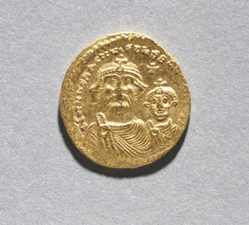 Solidus Herakleioksen ja hänen poikansa Heraklius Konstantinuksen kanssa (kääntöpuoli), n. 616-625 (kulta) (katso kääntöpuoli CVL 499741)