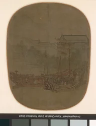 Boats at Anchor, Southern Song Dynasty, n. 1150-1200 (muste ja väri silkillä)