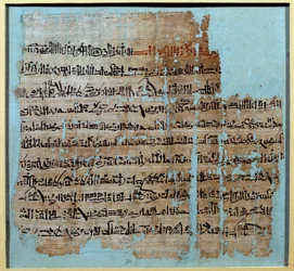 Egyptiläinen antiikin: Papyrus tarinasta Qadeshin taistelusta Ramses II:n (1246-1213) hallituskaudella Vuonna 1274 eKr., Hettiläinen valtakunta, jonka keskus oli Anatoliassa, ja Ramessid Egypti. Aurinko 0,2x0,23 m Pariisi, musee du Louvre