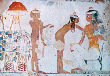 Egyptiläinen hautamaalaus, joka kuvaa festivaalivalmisteluja