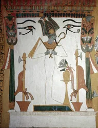 Luxor, Thebes: Deir El Medineh, käsityöläisten kylä ja hautausmaa. Sennedjemin hauta: Jumala Osiris, kuolleen ihmisen henkisen uudelleensyntymisen symboli.