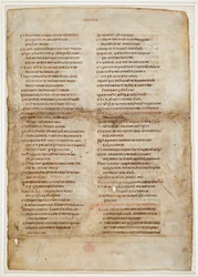 Raamatun katkelma Kuninkaiden kirjasta ("Ceolfrithin tai Ceolfrid Biblen" "Greenwell-lehti") (muste pergamentissa)