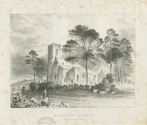 Biddulph (vanha) kirkko: litografia ja [?1800-luku] (painettu)
